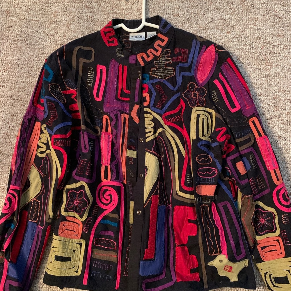 Chico’s Patchwork Jacket Size 2 - image 1